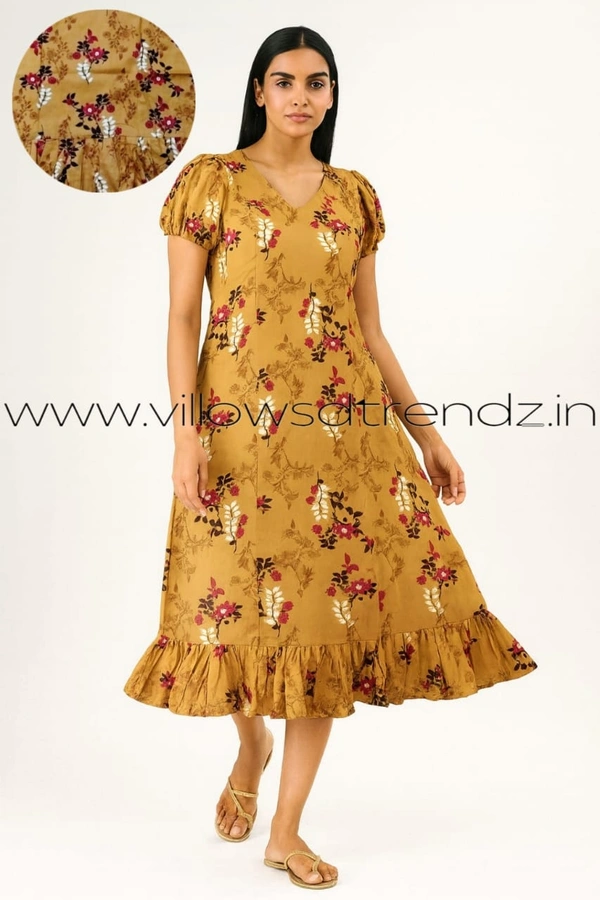 Ruthvi Ethnics Maxi| Frock Nighty| Night Gown| Nighty| Designer Neck Pattern| Back side adjustable Knot| Mustared Yellow | FN240104 - Bust: 52|Ht: 48 (6XL), Mustred Yellow