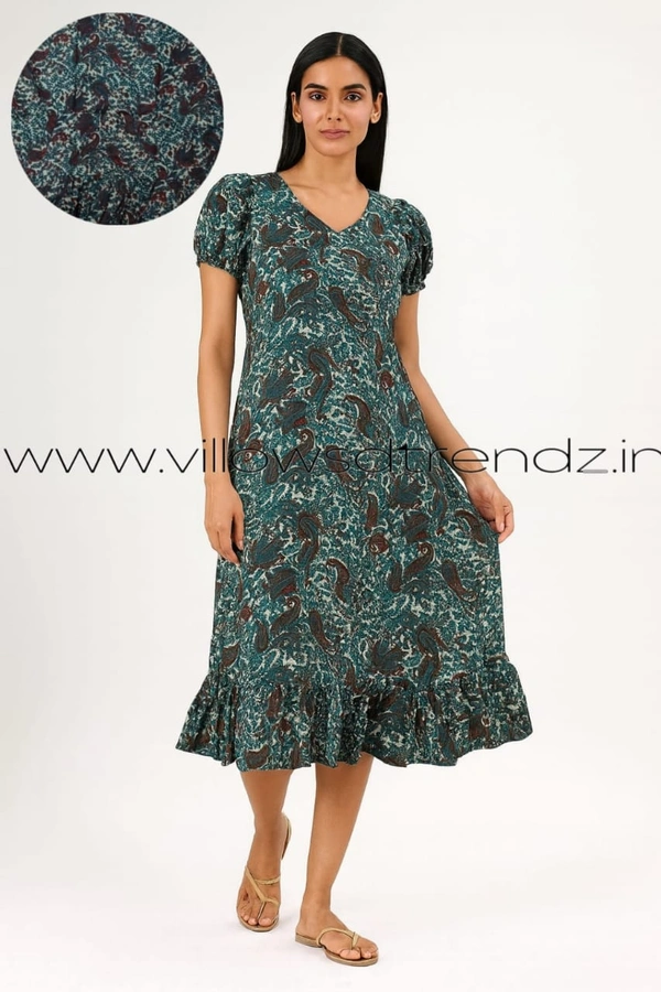 Ruthvi Ethnics Maxi| Frock Nighty| Night Gown| Nighty| Designer Neck Pattern| Back side adjustable Knot| Peacock Blue| FN240111 - Bust: 50|Ht: 48 (5XL), Peacock blue