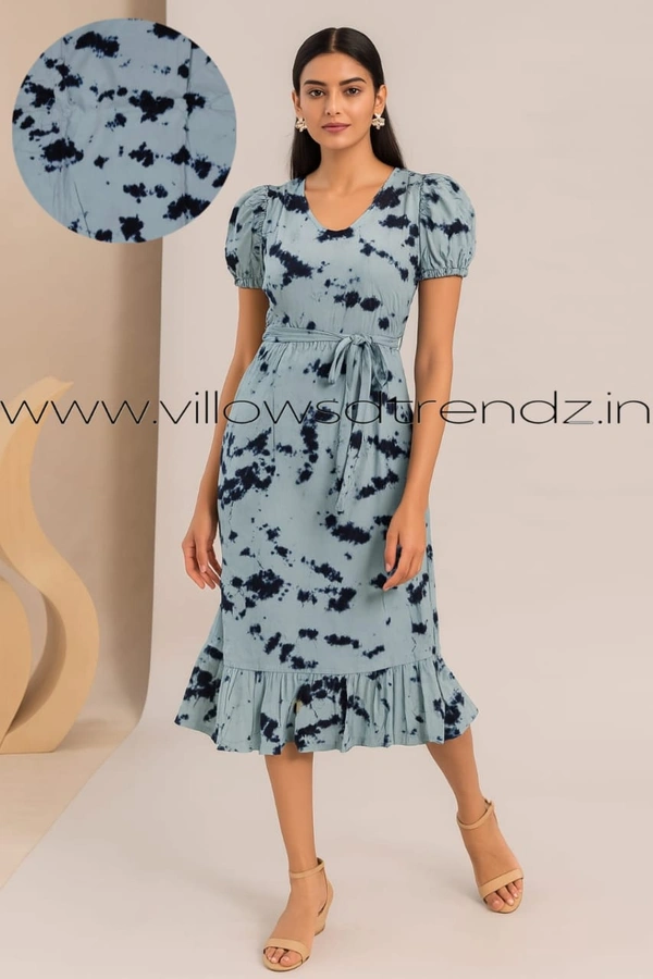 Ruthvi Ethnics Maxi| Frock Nighty| Night Gown| Nighty| Tie and Die Pattern| Back side adjustable Knot| Grey| FNG24045 - Bust: 47 inch,Ht: 46 inch(3XL), Grey