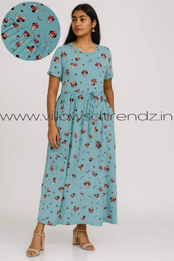 Smurf Finds Maxi Gowns| 52 inches height| with Pocket and Back adjustable knot|  Sky  Blue | MG30055 - 2XL, Sky Blue
