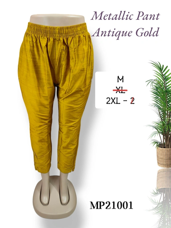 Ruthvi Ethnics Metallic Pant MP21001 - M, Antique Gold