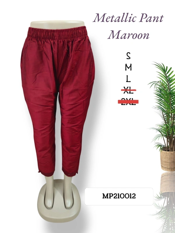 Ruthvi Ethnics Metallic Pant MP210012 - M, Maroon