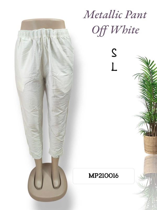 Ruthvi Ethnics Metallic Pant MP210016 - S, Off White