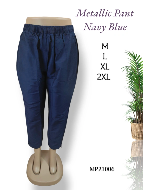 Ruthvi Ethnics Metallic Pant MP21006 - L, Navy Blue