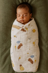 Villows Muslin 6 Layer Blanket |Brethable | 6 layer|Pack Contains 1 Blanket|100% Organic Cotton| 120 x 120 cm| White | MB38004 - 123 x 120 cm, White