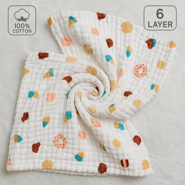 Prini's First Touch Muslin 6 layer Towel|Bath Towel |Pack Contains 1 Towel|100% Organic Cotton| 60 x 120 cm| White | MT6LBT19902 - 60 x 120 cm, White