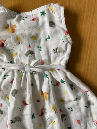 Smurf Finds Muslin Organic Cotton Frock for Baby| Half White | SMMF13802 - 6-9 Month, Half white