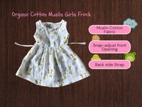 Smurf Finds Muslin Organic Cotton Frock for Baby| Half White | SMMF13805 - 1-2 Yr, Half white