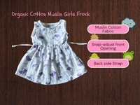 Smurf Finds Muslin Organic Cotton Frock for Baby| Half White | SMMF13804 - 1-2 Yr, Half white