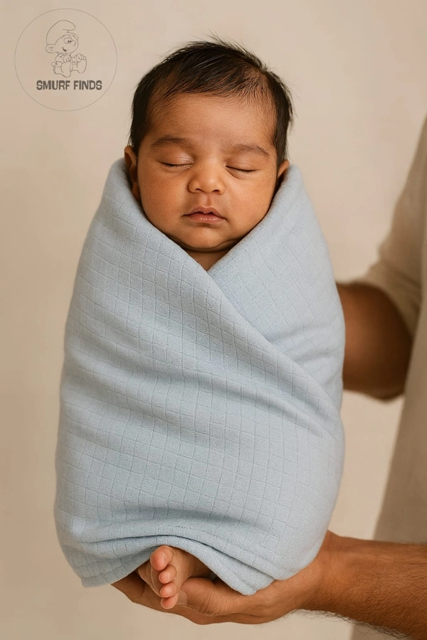 Smurf Finds Muslin Towel | Perfect for Babies|SMTL5201 - 65cm x 65 cm, Blue