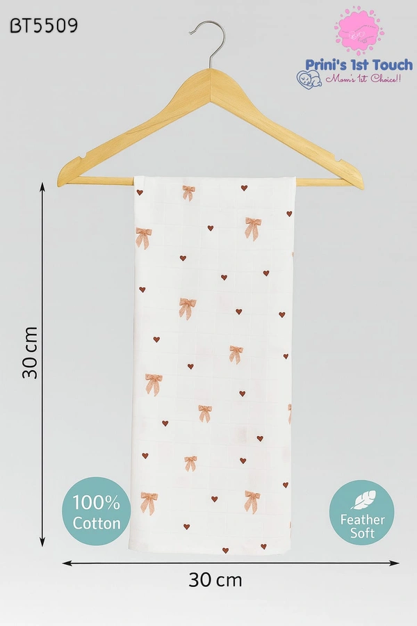 Villows Muslin Towel Small  | Single layer|Pack Contains 1 Towel|100% Organic Cotton| 30 x 90 cm| White | BT5509 - 30 x 90 cm, White