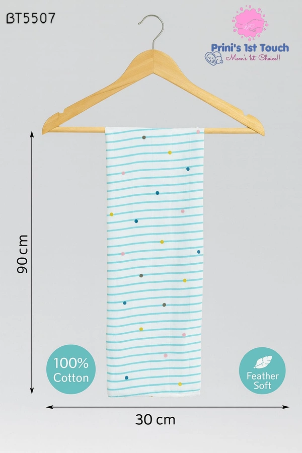 Villows Muslin Towel Small  | Single layer|Pack Contains 1 Towel|100% Organic Cotton| 30 x 90 cm| Sky Blue | BT5507 - 30 x 90 cm, SkyBlue