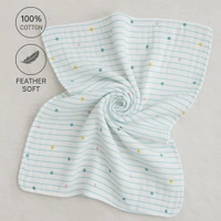 Villows Muslin Towel Small  | Single layer|Pack Contains 1 Towel|100% Organic Cotton| 30 x 90 cm| Sky Blue | BT5507 - 30 x 90 cm, SkyBlue