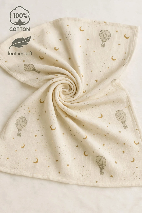 Villows Muslin Towel Small  | Single layer|Pack Contains 1 Towel|100% Organic Cotton| 30 x 90 cm| Half Sandle | BT5501 - 31 x 90 cm, Half Sandle