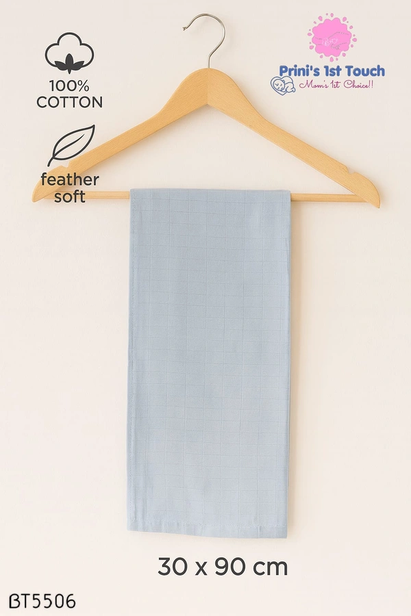 Villows Muslin Towel Small  | Single layer|Pack Contains 1 Towel|100% Organic Cotton| 30 x 90 cm| Sky Blue | BT5506 - 30 x 90 cm, SkyBlue