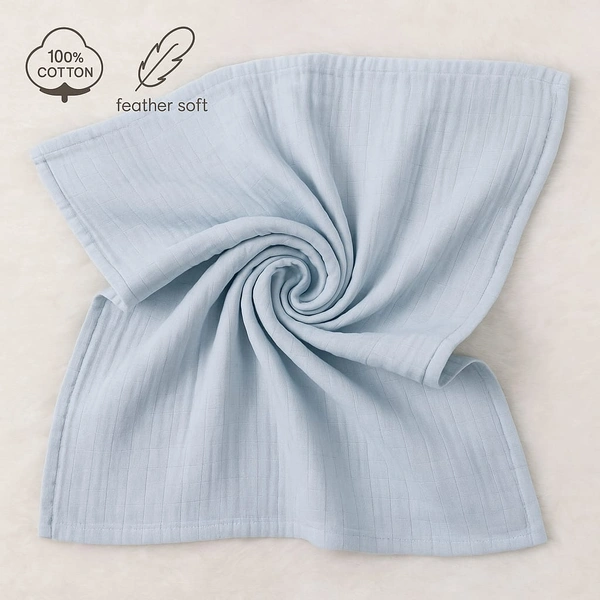 Villows Muslin Towel Small  | Single layer|Pack Contains 1 Towel|100% Organic Cotton| 30 x 90 cm| Sky Blue | BT5506 - 30 x 90 cm, SkyBlue
