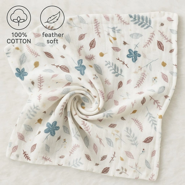 Villows Muslin Towel Small  | Single layer|Pack Contains 1 Towel|100% Organic Cotton| 30 x 90 cm| Half White | BT55010 - 30 x 90 cm, Half White
