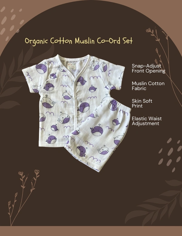 Smurf Finds Muslin Unisex Cord Set| 100% Cotton| Perferct for New Borns|Safe Prints|Pack Contains 1 Tshirt and 1 Bottom| White | SMCD13701 - 9- 12 Month, White