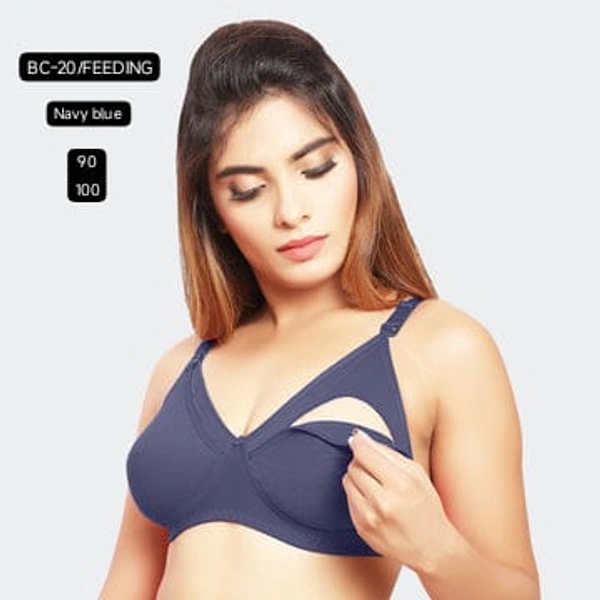 Prithvi Navy soft and comfort fabric Back Closure - hook and eye, Non padded, BC-20/FEEDING - 100, Navy