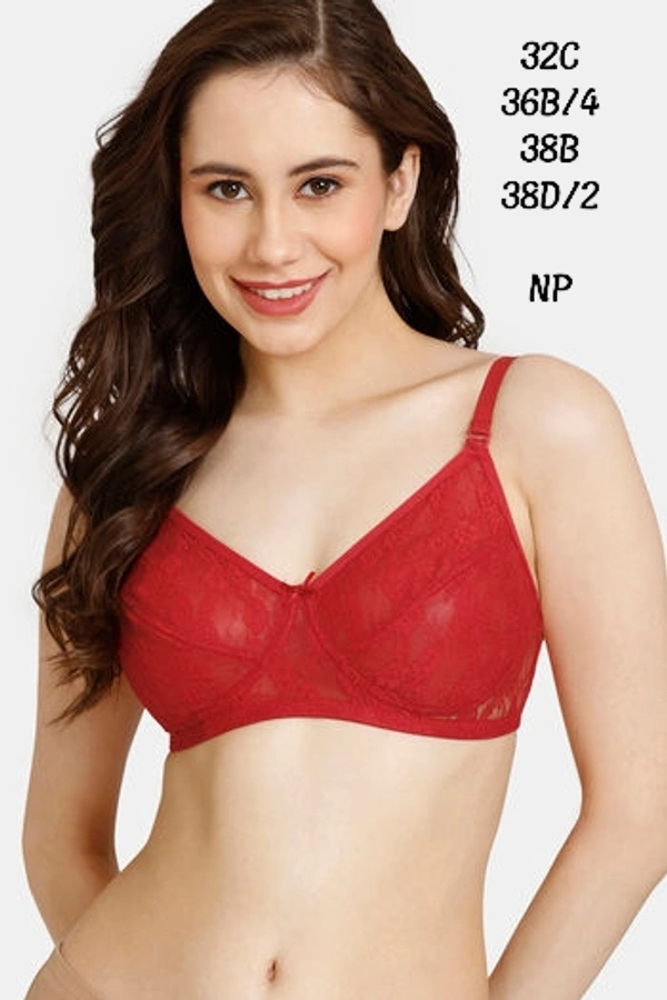 Zivame Netted double layered Non padded bra - Red, 38D