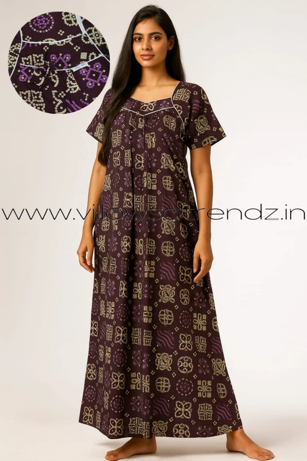 Ruthvi Ethnics Night Gown| Nighty| Titanic |Brown | NT190043 - XL, Brown