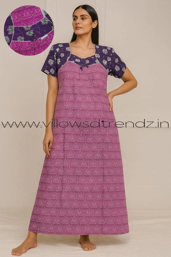 Ruthvi Ethnics Night Gown| Nighty| Titanic | Pink | NT190017 - 2XL, Pink