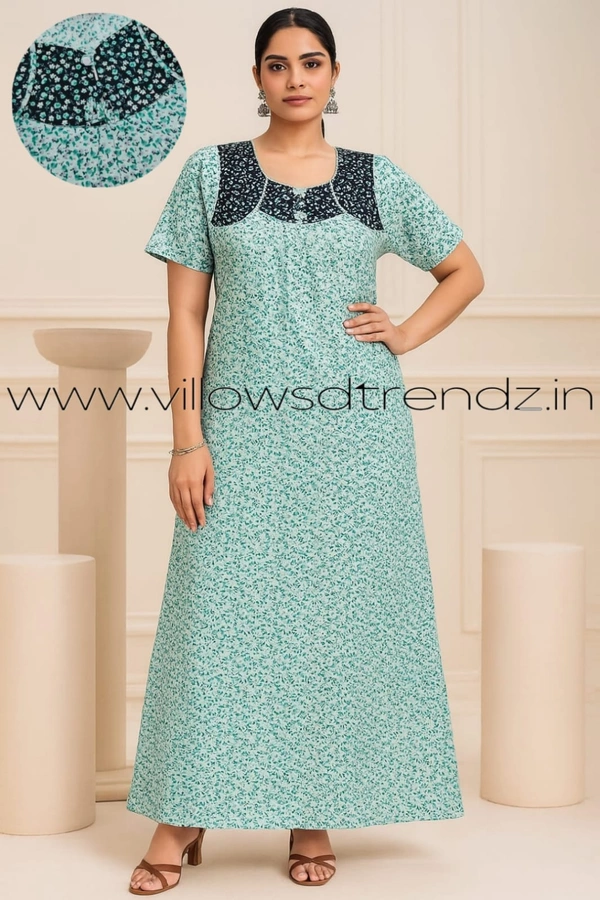 Ruthvi Ethnics Night Gown| Nighty| Titanic |Sky blue | NT190016 - 2XL, Sky blue
