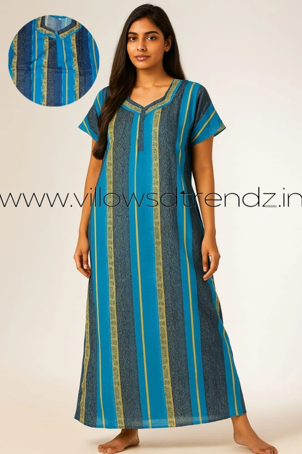 Ruthvi Ethnics Night Gown| Nighty| Zip Model | blue | NT19005 - 3XL, Blue