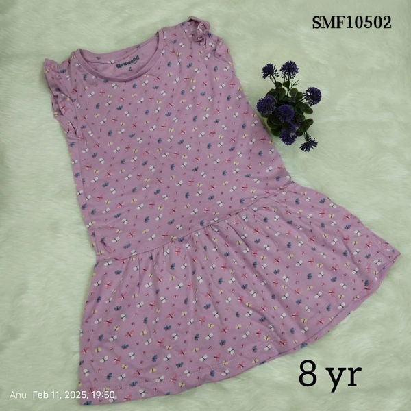 Smurf Finds Organic Cotton Frock for Girls SMF10502 - 8 Yr, Purple