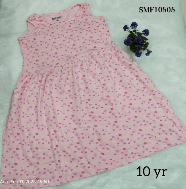 Smurf Finds Organic Cotton Frock for Girls SMF10505 - 10 Yr, Baby Pink