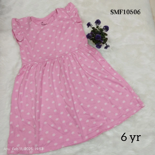 Smurf Finds Organic Cotton Frock for Girls SMF10506 - 6  Yr, Pink