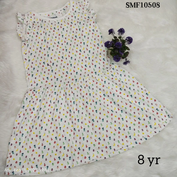 Smurf Finds Organic Cotton Frock for Girls SMF10508 - 8 Yr, White