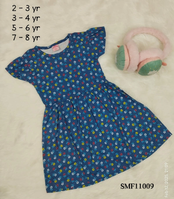 Disney Organic Cotton Frock for Girls SMF11009 - 5-6 Yr, Peacock Blue