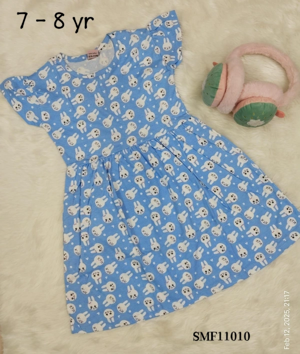 Disney Organic Cotton Frock for Girls SMF11010 - 7-8 Yr, Sky Blue