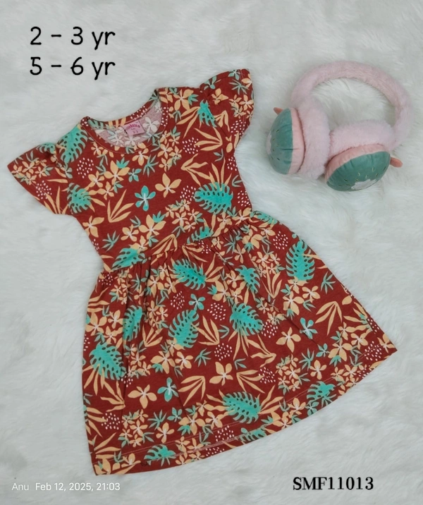 Disney Organic Cotton Frock for Girls SMF11013 - 5-6 Yr, Maroon