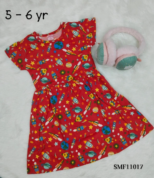 Disney Organic Cotton Frock for Girls SMF11017 - 5-6 Yr, Red