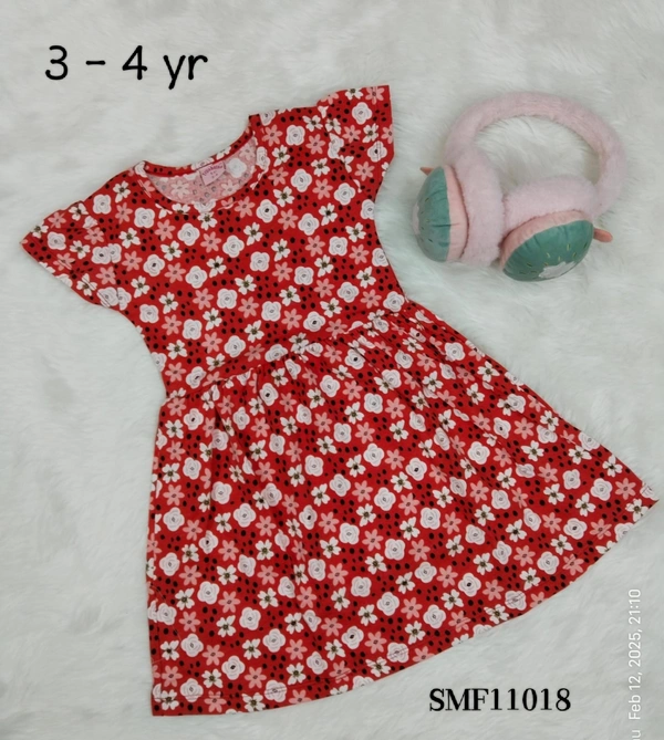 Disney Organic Cotton Frock for Girls SMF11018 - 3-4 Yr, Red