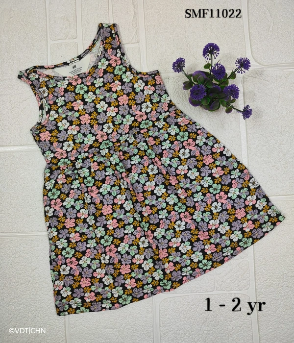 Disney Organic Cotton Frock for Girls SMF11022 - 1-2 Yr, Black With Florel