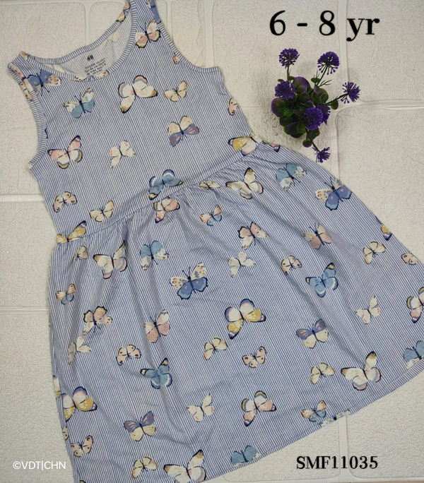 Disney Organic Cotton Frock for Girls SMF11035 - 6-8 Yr, Blue