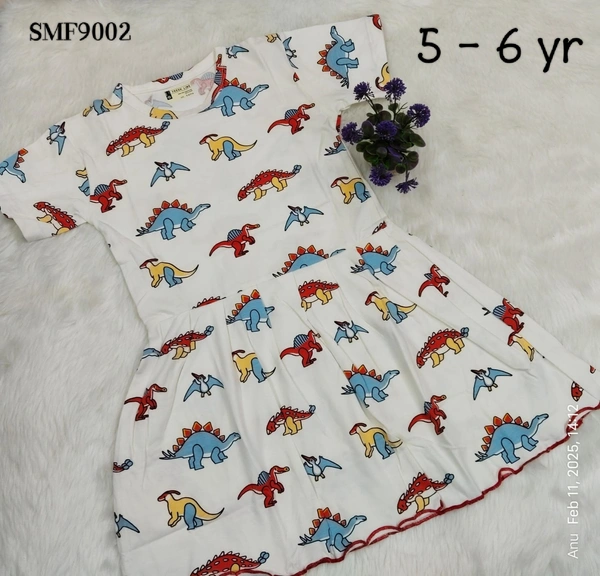 Smurf Finds Organic Cotton Frock for Girls  SMF9002 - 5-6 Yr, White
