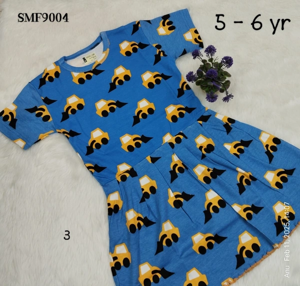 Smurf Finds Organic Cotton Frock for Girls  SMF9004 - 5-6 Yr, Blue