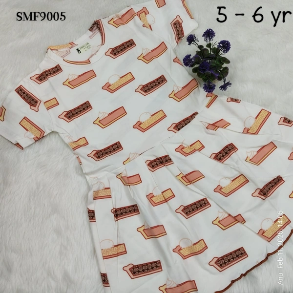 Smurf Finds Organic Cotton Frock for Girls  SMF9005 - 5-6 Yr, White