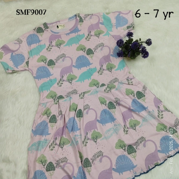 Smurf Finds Organic Cotton Frock for Girls  SMF9007 - 6-7 Yr, Light Pink