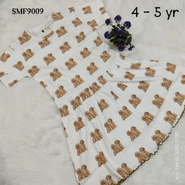 Smurf Finds Organic Cotton Frock for Girls  SMF9009 - 4-5 Yr, White
