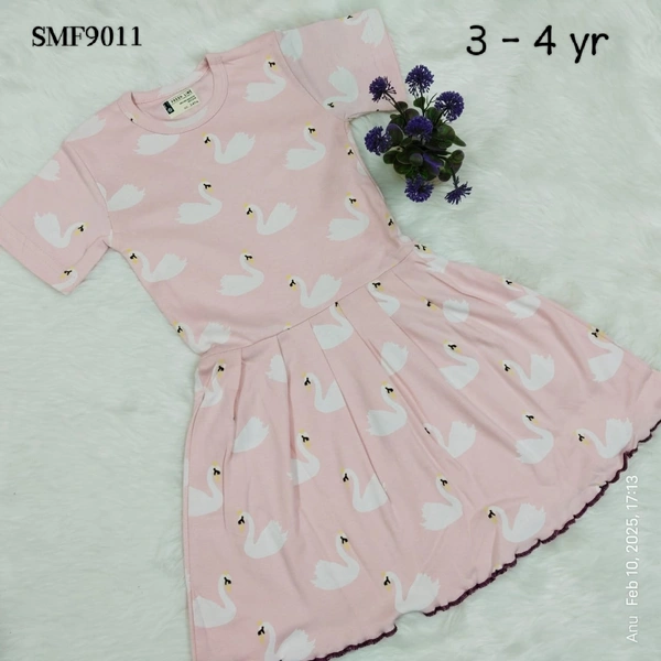 Smurf Finds Organic Cotton Frock for Girls  SMF9011 - 3-4Yr, Light Pink