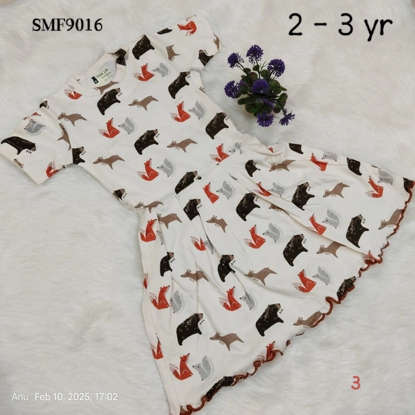 Smurf Finds Organic Cotton Frock for Girls  SMF9016 - 2-3 Yr, White