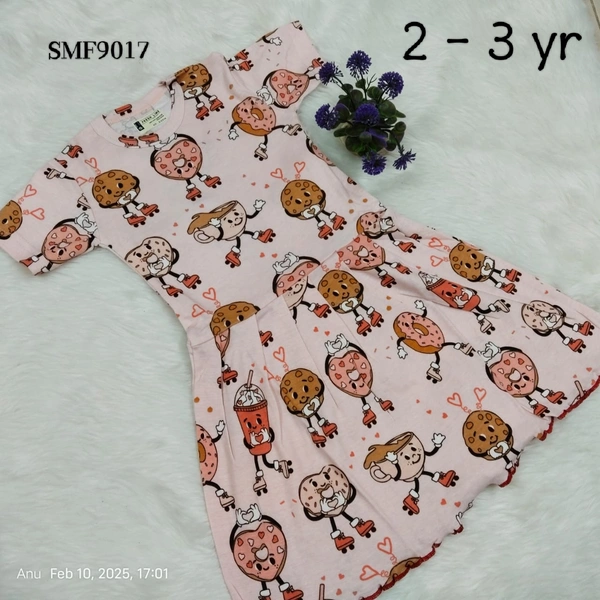 Smurf Finds Organic Cotton Frock for Girls  SMF9017 - 2-3 Yr, Peach Pink