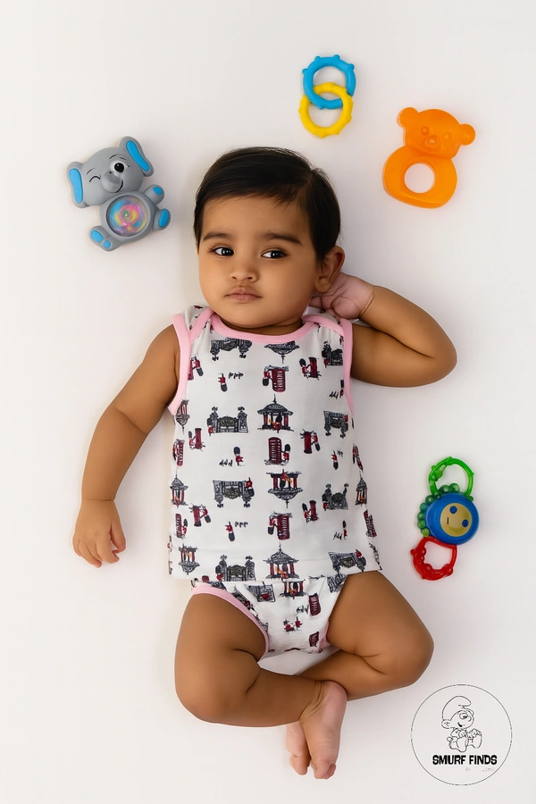 Smurf Finds Organic Cotton Unisex Jhabla's| 100% Cotton| Perferct for New Borns|Safe Prints| White| SMOJB3303 - 9-12 Month, White
