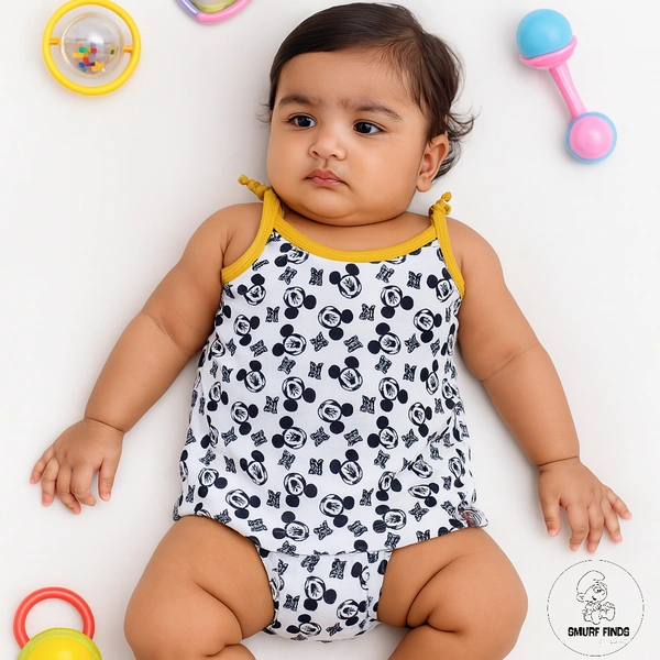 Smurf Finds Organic Cotton Unisex Jhabla's| 100% Cotton| Perferct for New Borns|Safe Prints| White| SMOJB3301 - 9-12 Month, White