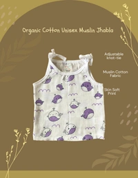 Smurf Finds Organic Cotton Unisex Muslin Jhabla's| 100% Cotton| Perferct for New Borns| White | SMJB5501 - 0-3 Month, White